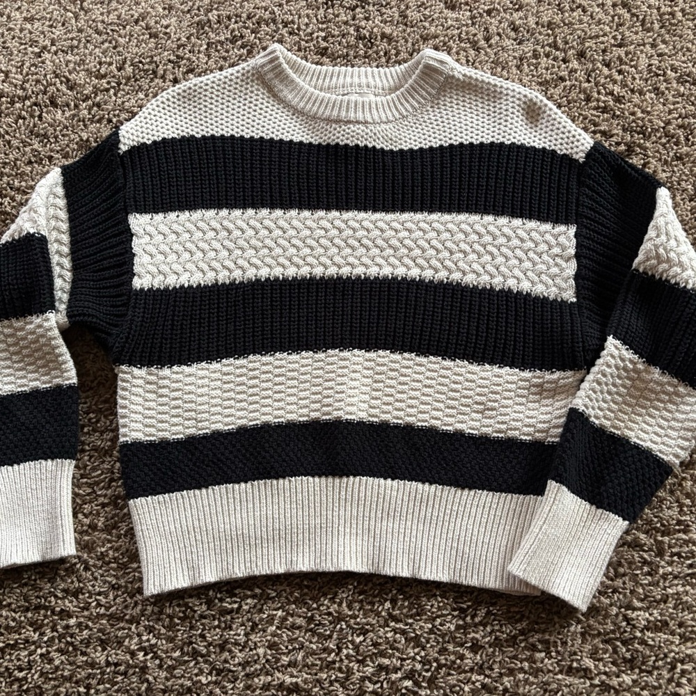 Striped Black and Cream Sweater